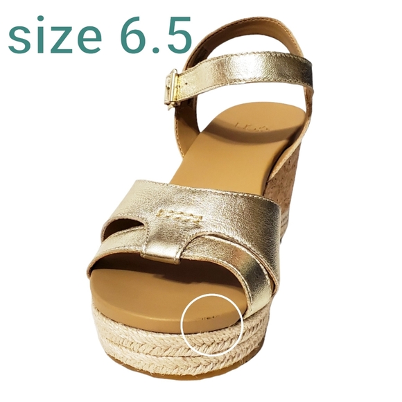[REPOSH] New Ugg womens cloverdale metallic leather gold wedge sandals - Picture 14 of 14